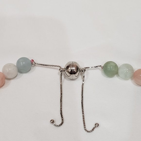 Natural gemstone "Baby Momma" necklace 540 tcw 12-17mm beads Rhodium over 925 SS - Picture 3 of 5